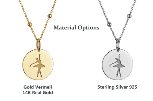 14K Gold Ballerina Pendant Necklace