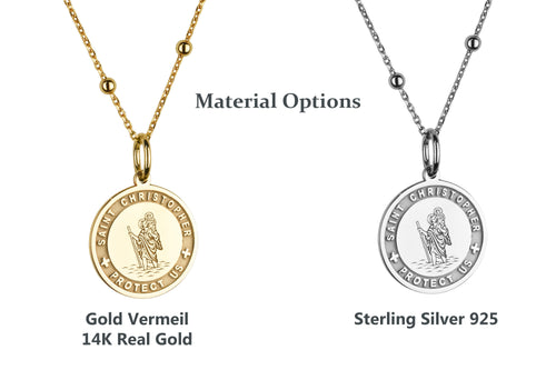 14K Gold Saint Christopher Medal Necklace