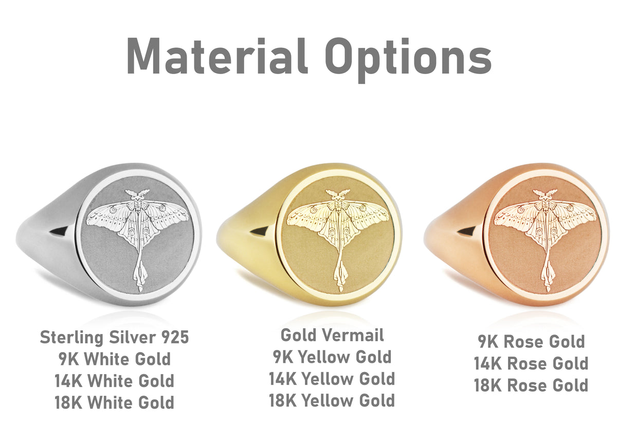 14K Gold Luna Moth Signet Ring