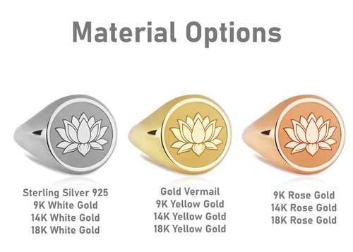 14K Gold Lotus Flower Signet Ring