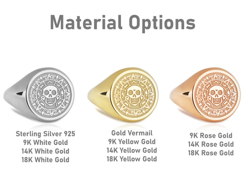 14K Gold Pirate Skull Coin Signet Ring