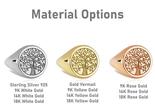 14K Gold Tree of Life Signet Ring