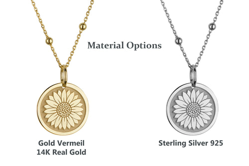 14K Gold Sunflower Pendant Necklace