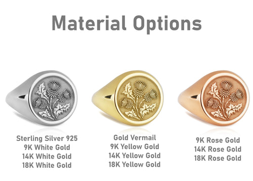 14K Gold Thistle Signet Ring