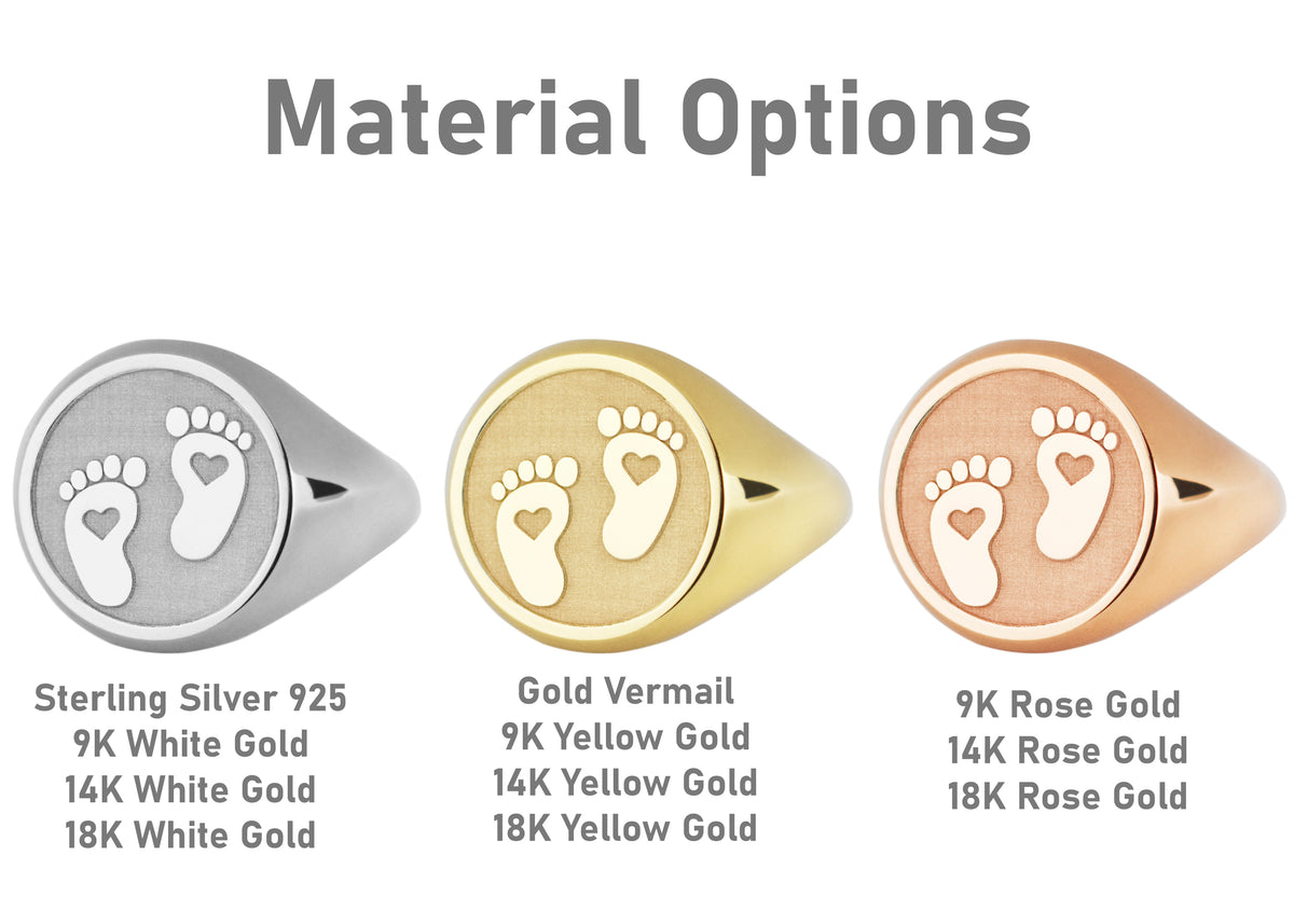 14K Gold Baby Feet Signet Ring