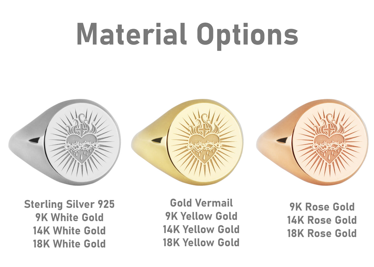 14K Gold Sacred Heart Signet Ring