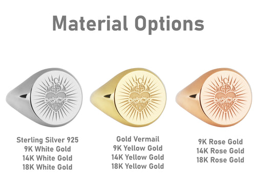 14K Gold Sacred Heart Signet Ring
