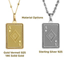 14K Gold Ace of Diamonds Pendant Necklace
