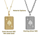 14K Gold Ace of Spades Pendant Necklace