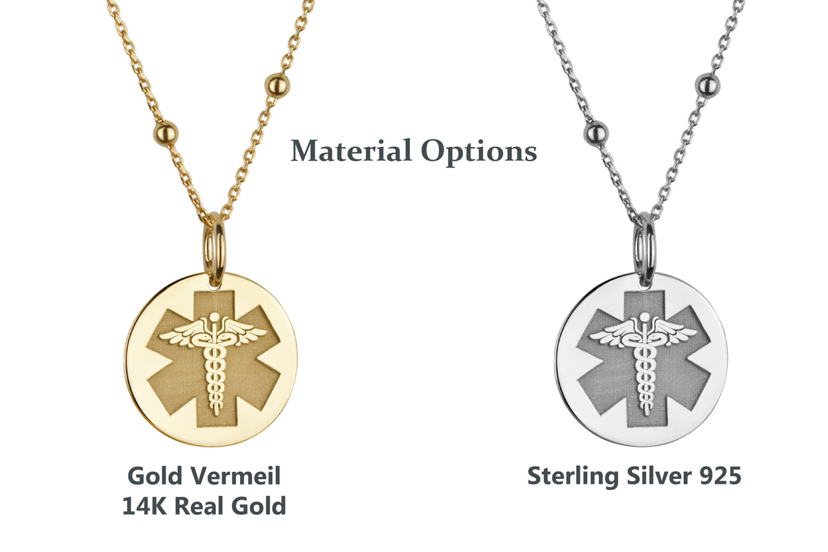 14K Gold Star of Life Medical Pendant Necklace
