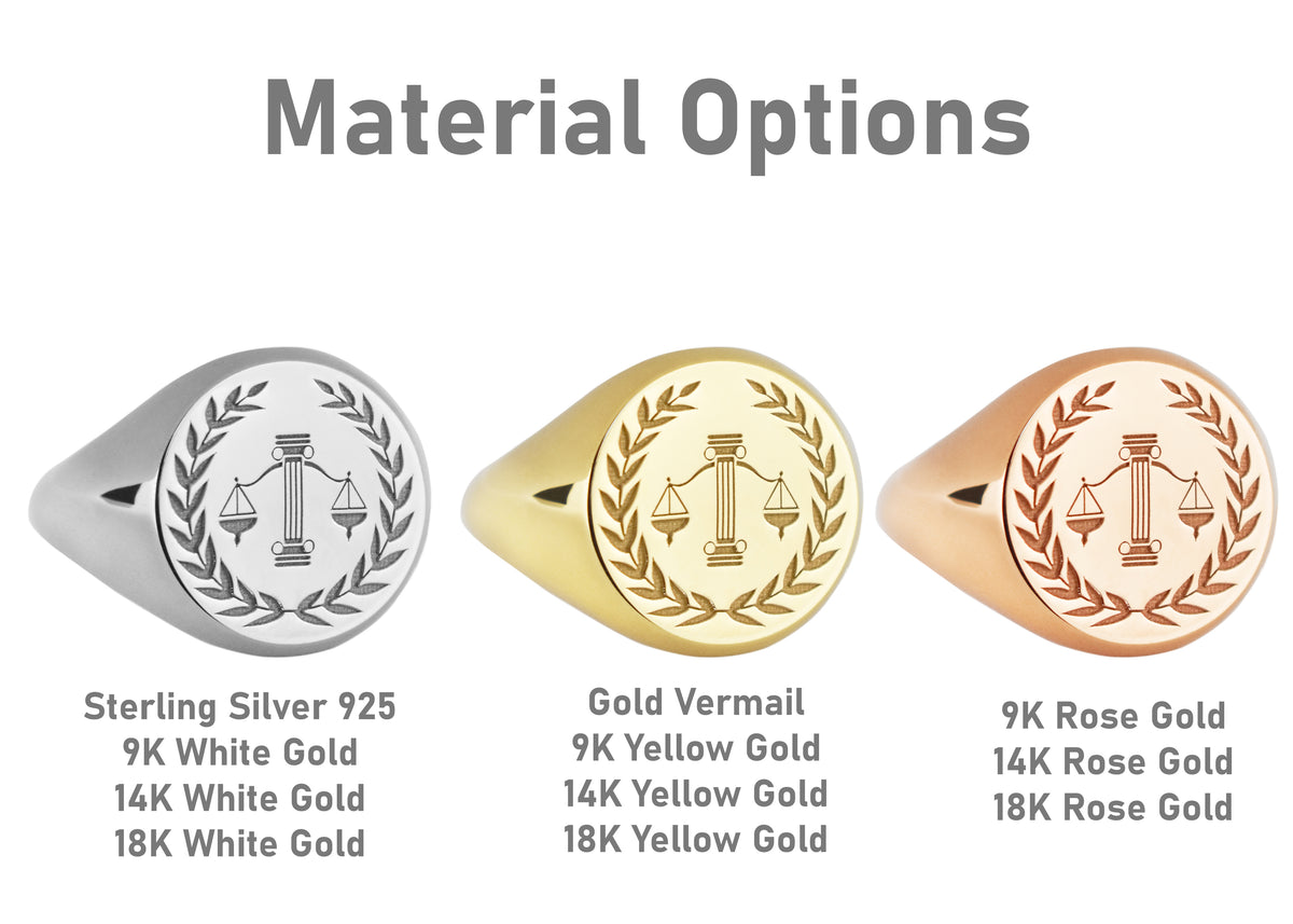 14K Gold Scales of Justice Signet Ring