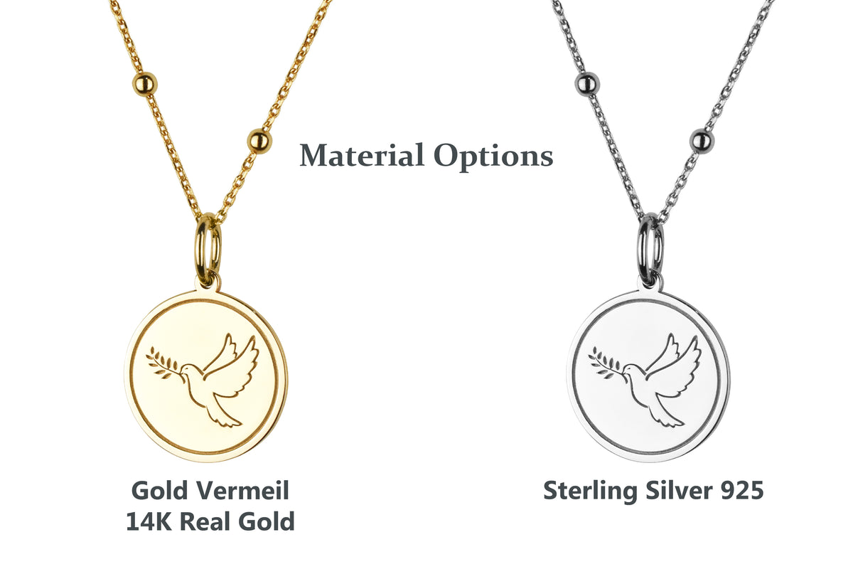 14K Gold Dove Pendant Necklace