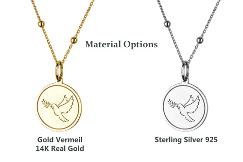 14K Gold Dove Pendant Necklace