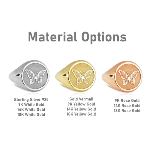 14K Gold Butterfly Signet Ring
