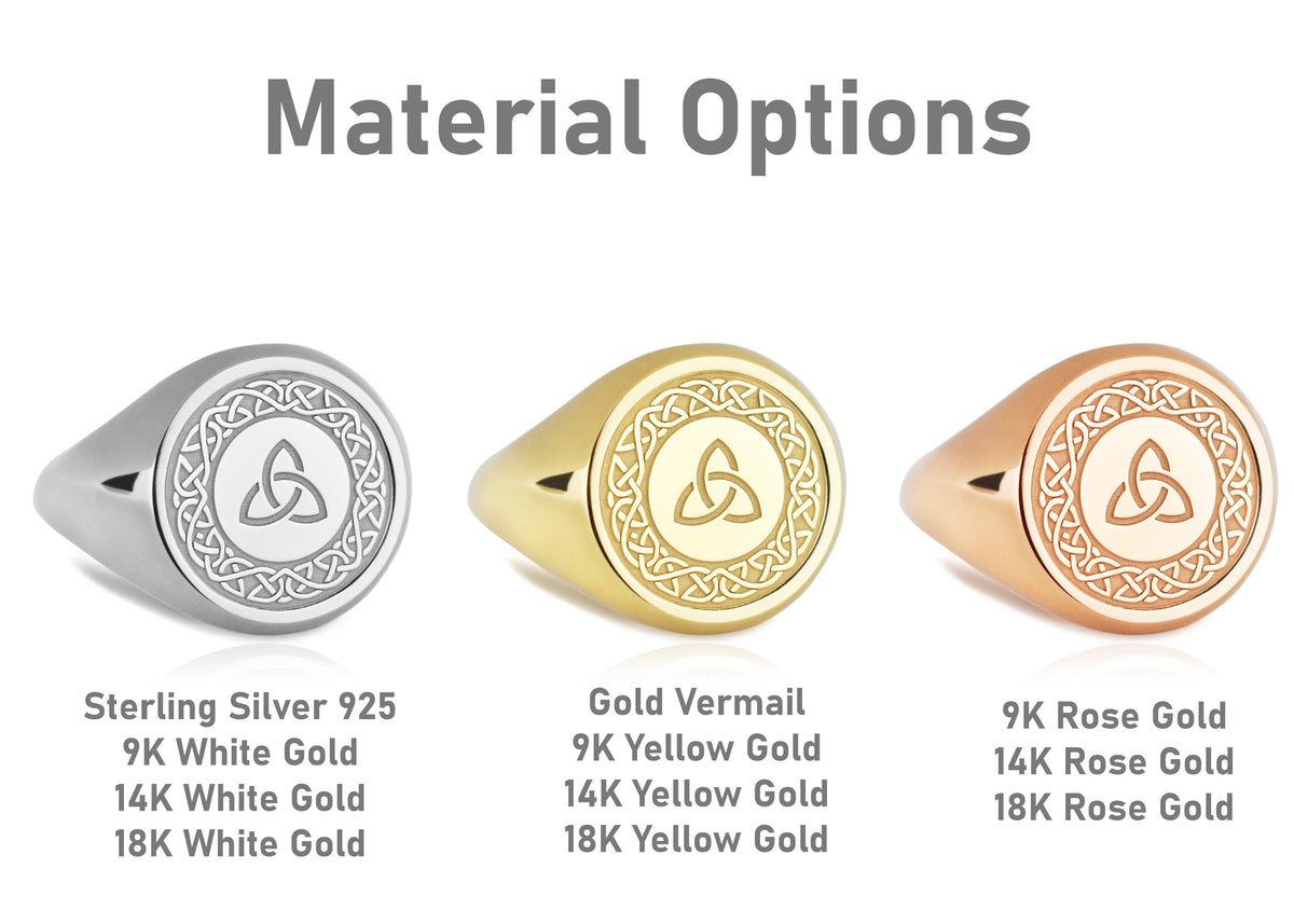 14K Gold Triquetra Celtic Knot Signet Ring