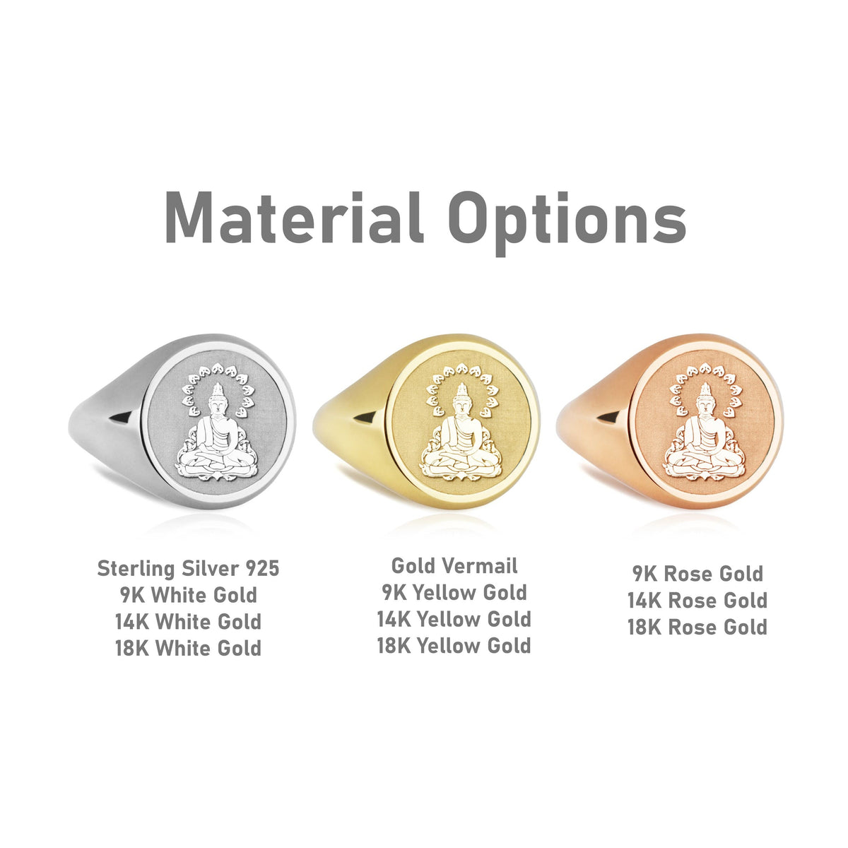 14K Gold Buddha Signet Ring