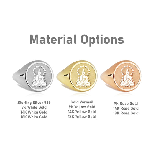 14K Gold Buddha Signet Ring