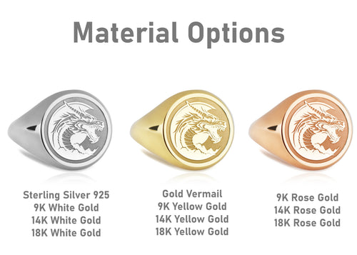 14K Gold Dragon Signet Ring