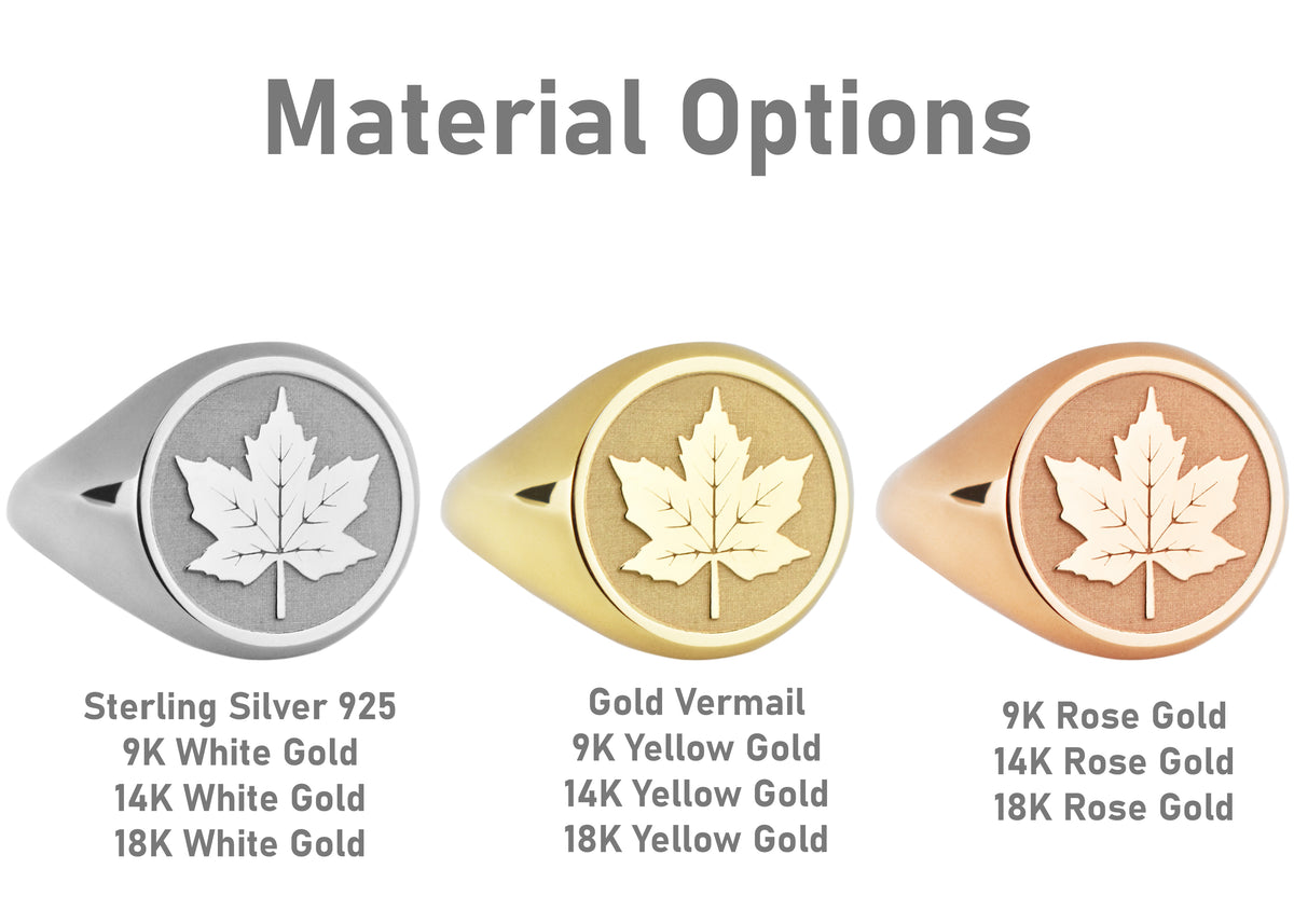14K Gold Maple Leaf Signet Ring
