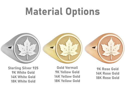 14K Gold Maple Leaf Signet Ring