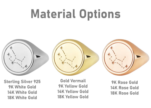 14K Gold Virgo Constellation Signet Ring