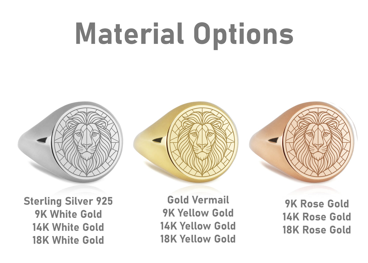 14K Gold Lion Signet Ring