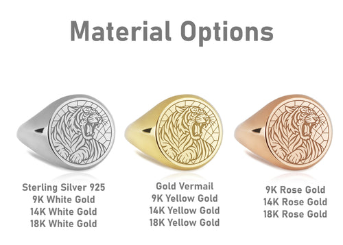 14K Gold Tiger Signet Ring
