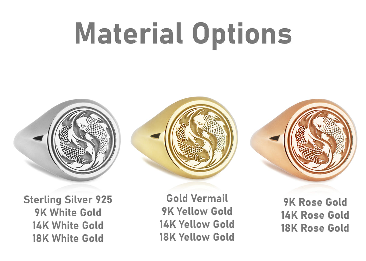 14K Gold Koi Fish Signet Ring