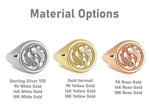 14K Gold Koi Fish Signet Ring