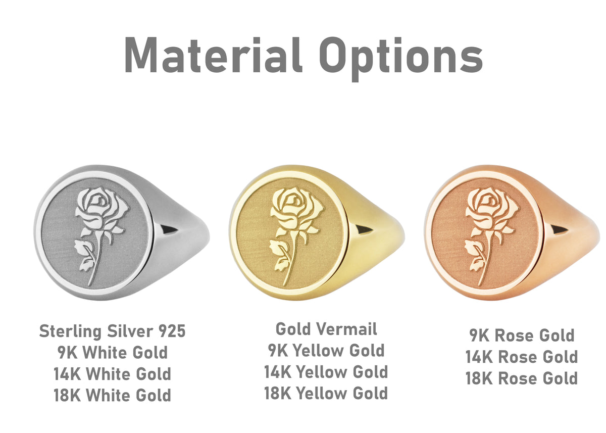 14K Gold Rose Signet Ring