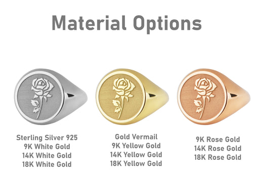 14K Gold Rose Signet Ring