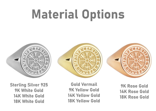 14K Gold Vegvisir Signet Ring