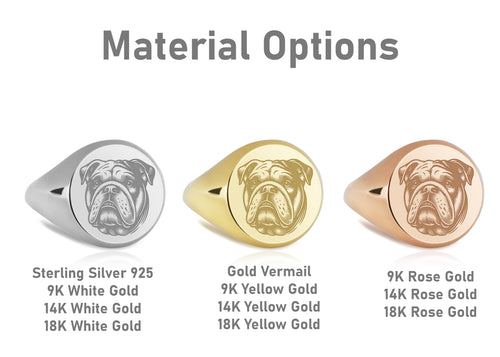14K Gold Bulldog Signet Ring