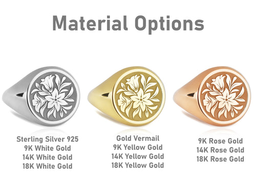 14K Gold Lily Flower Signet Ring