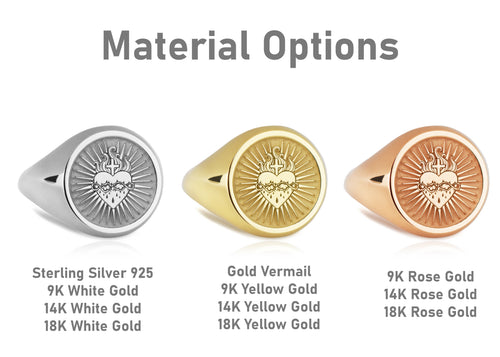 14K Gold Sacred Heart Signet Ring