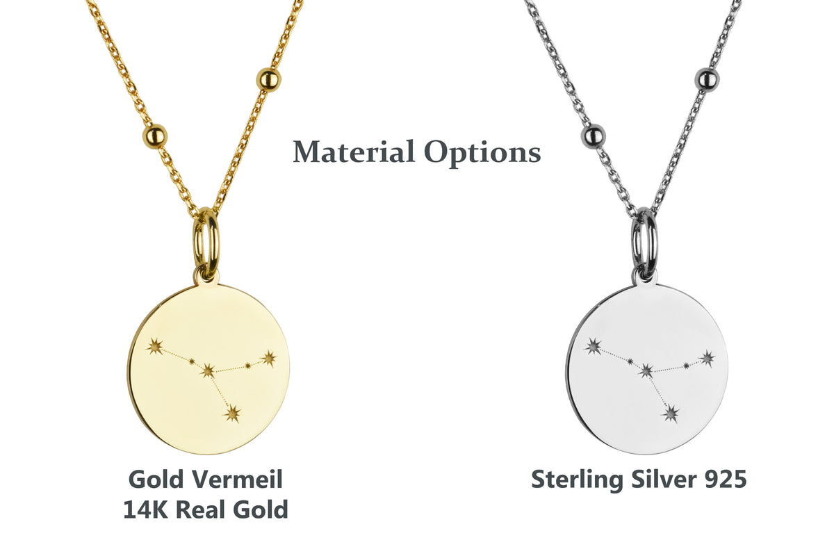 14K Gold Cancer Zodiac Constellation Pendant Necklace