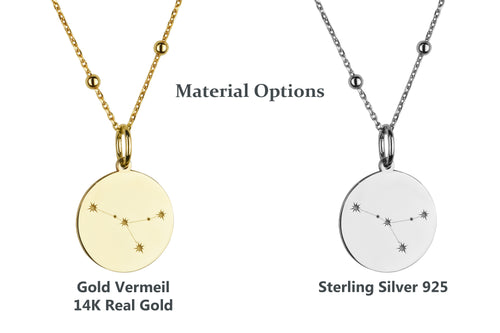 14K Gold Cancer Zodiac Constellation Pendant Necklace