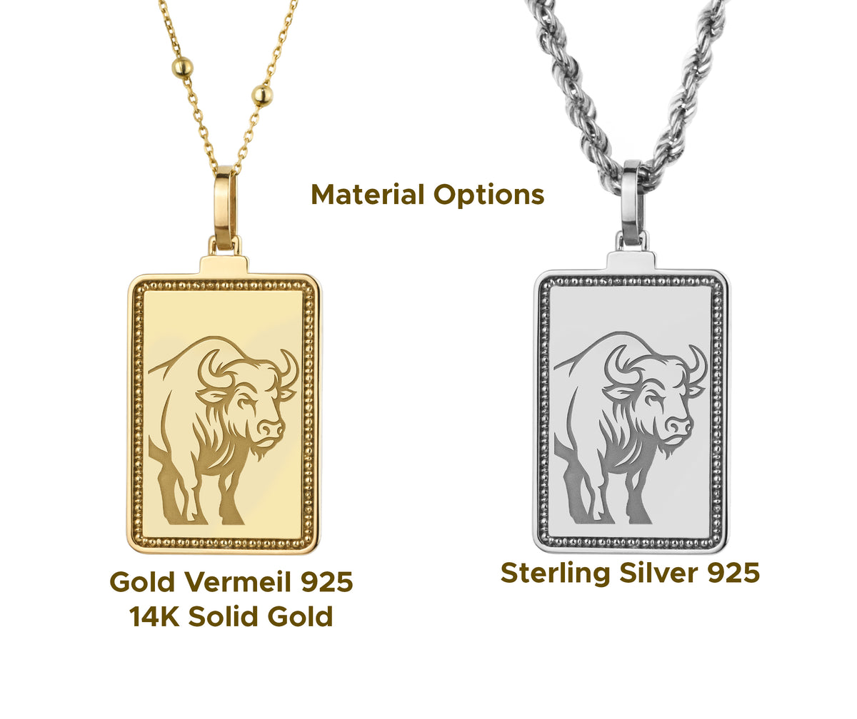 14K Gold Bison Pendant Necklace
