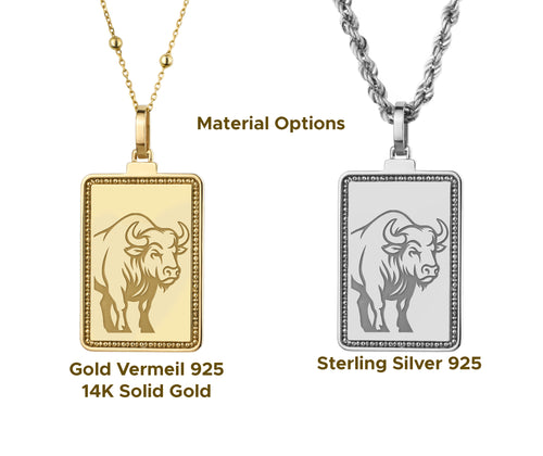 14K Gold Bison Pendant Necklace