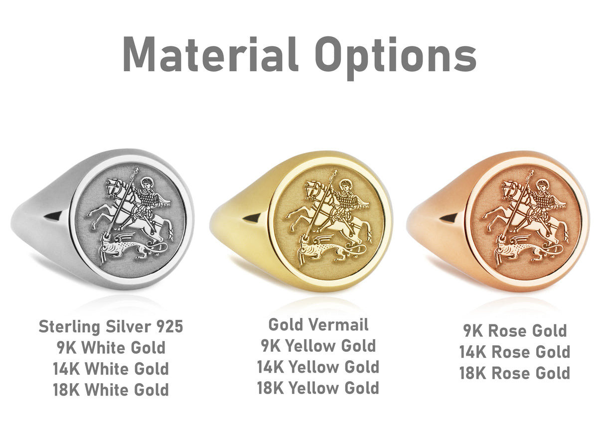 14K Gold Saint George Signet Ring