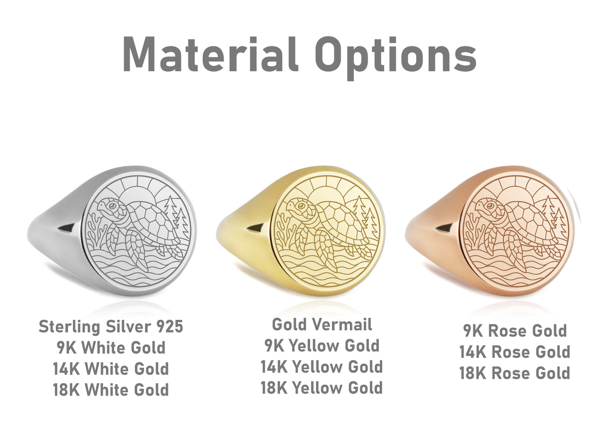 14K Gold Turtle Signet Ring