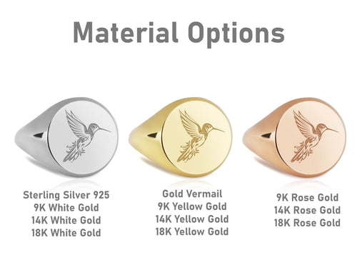 14K Gold Hummingbird Signet Ring