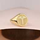 14K Gold Caduceus Medical Signet Ring