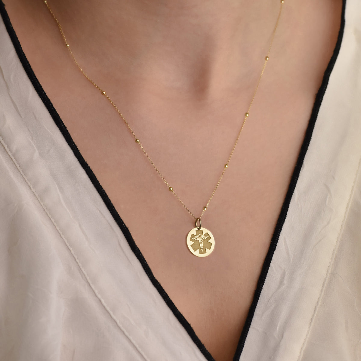14K Gold Star of Life Medical Pendant Necklace