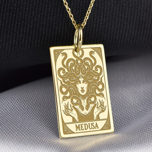 14K Gold Medusa Pendant Necklace