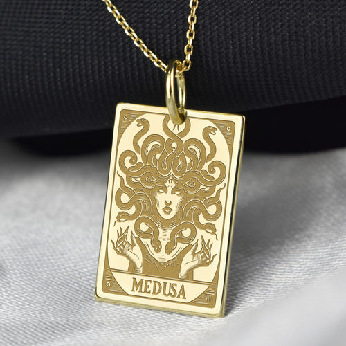 14K Gold Medusa Pendant Necklace