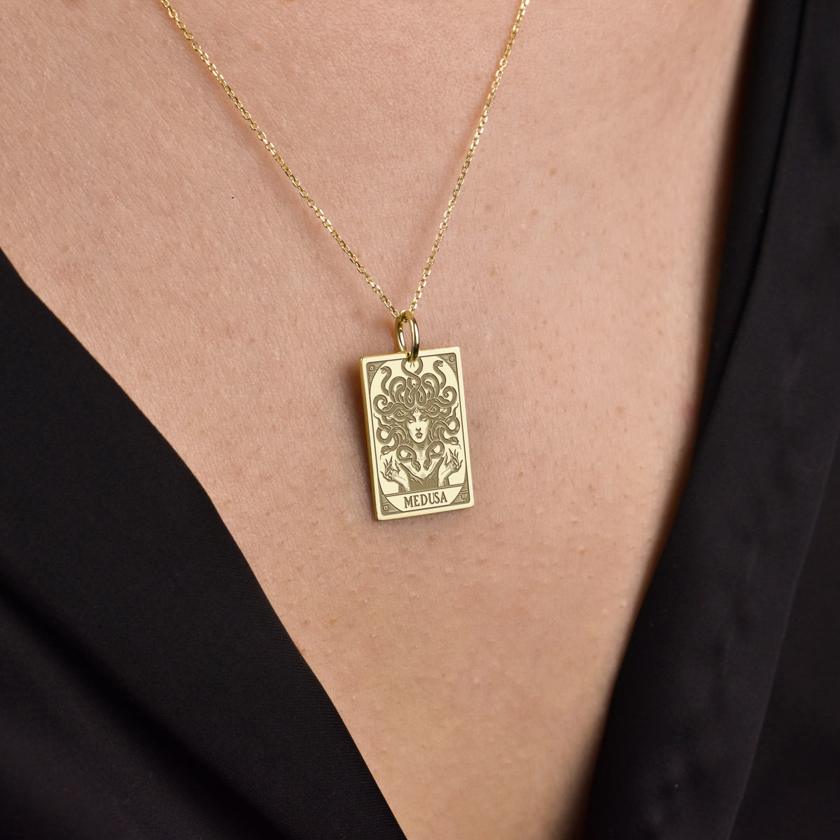14K Gold Medusa Pendant Necklace
