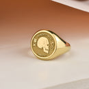 14K Gold Memento Mori Skull Signet Ring
