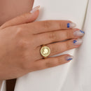 14K Gold Memento Mori Skull Signet Ring