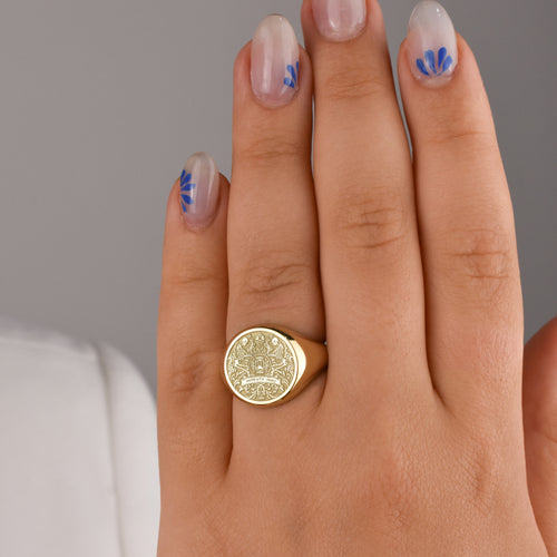 14K Gold Memento Mori Skeleton Signet Ring